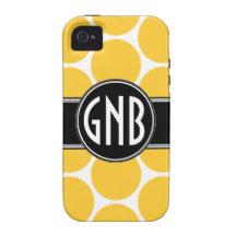 MONOGRAMM-INITIALEN-GELBER TUPFEN iPhone 4 Kasten