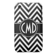 MONOGRAMM-INITIALEN-SCHWARZES ZICKZACK iPhone 3G F iPhone 3 Hüllen