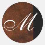 Monogramm-ledernes Hochzeits-Aufkleber-Siegel