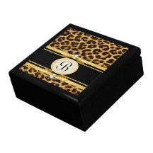 Monogramm-Leopard-Andenken-Schmuck-Geschenkbox