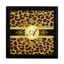 Monogramm-Leopard-Druck-Schmuck-Geschenkbox