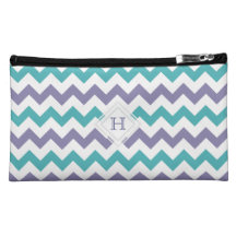 Monogramm: Lila, blaue, weiße Zickzack Muster-Tasc
