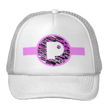 Monogramm-rosa schwarzer Streifen-Hut Retrokult Cap