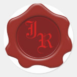 Monogramm-rote Wachs-Siegel-Hochzeits-Aufkleber