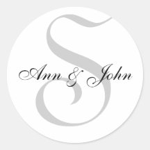 Monogramm S plus Vorname-Aufkleber für Hochzeiten