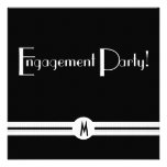 Monogramm-Verlobungs-Party in Schwarzweiss Individuelle Einladungskarten