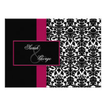 Monogrammdamastrosa-Hochzeitseinladung