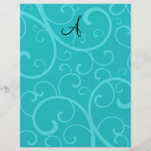 Monogrammtürkis-Wirbel Bedruckte Flyer