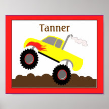 Monster-LKW-(roter) kundengebundener Kinderzimmer- Posterdruck