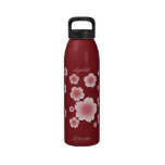 Moosbeere mit rosa Kirschblüten - Wasser-Flasche Wasserflasche