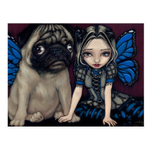 "Mops-Elf-" Postkarte