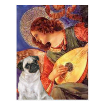 Mops H (Kitz) - Mandolinen-Engel Postkarte