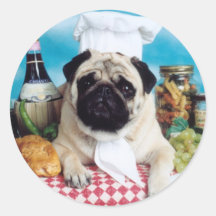 Mops-HundeKoch Runder Sticker