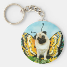 Mops-Hundeschmetterling Keychain Schlüsselanhänger