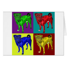 Mops Jack in 4 Farben Grußkarte