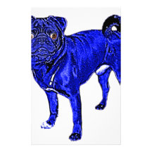 Mops Jack in Blau Bedrucktes Papier