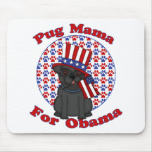 Mops-Mutter For Obama Black Pug Mousepads