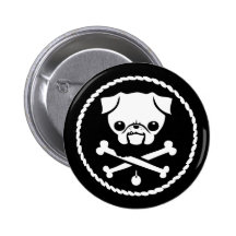 Mops-Pirat Button