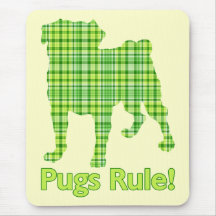 Mops-Regel-Frühlings-Grün-karierte T-Shirts u. Ges Mauspads