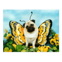 Mops-Schmetterlings-Postkarte