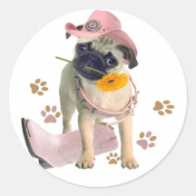 Mops-Seiten-Trittgeschenke Runder Aufkleber