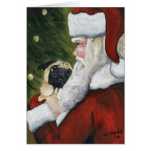 "Mops-und Sankt" Hundekunst-Weihnachtskarte