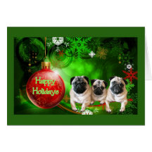 Mops-Weihnachtskarten-Rot-Ball