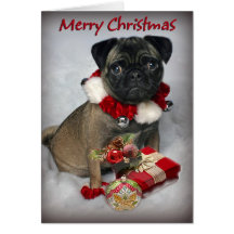Mops wünscht Ihnen frohe Weihnachten Grußkarten