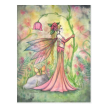 Morgen-Sonnenschein-Blumen-feenhafte Kunst-Fantasi Postkarte