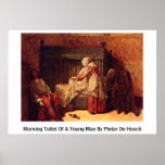 Morgen-Toilette eines jungen Mannes durch Pieter d Poster
