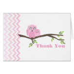 Mother & Pink Baby Owl Thank You Chevron Greeting Card