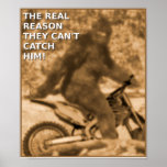 Motocross Sasquatch Schmutz-Fahrrad-großer Fuß-lus Plakat