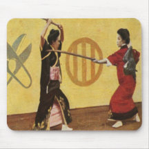 Mousepad mit Vintagen Kendo Mädchen