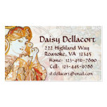 Mucha Frau mit Gänseblümchen-Kunst Nouveau Visiten