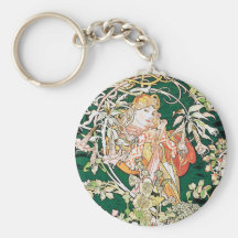 Mucha Kunst Nouveau: Frau mit Gänseblümchen Schlüsselanhänger