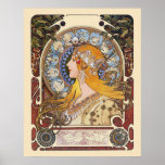 Mucha Kunst Nouveau Plakat - Tierkreis - La-Feder