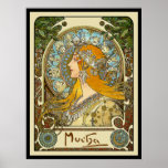 Mucha Kunst Nouveau Plakat - Tierkreis - La-Feder