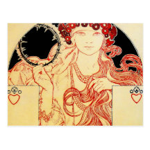 Mucha ~ Mädchen vom Brooklyn-Ausstellungs-Plakat Postkarten
