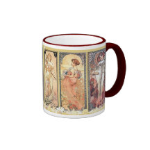 Mucha ~ Platte von drei Kaffee Tassen
