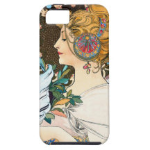 Mucha Primel und Feder Etui Fürs iPhone 5