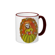 Muerta Skeleton Dame mit Herzen Kaffeetasse