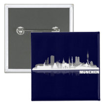München Stadt Skyline - Button / Anstecker / Pin