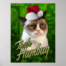 Mürrische Katzen-frohe Weihnachten/Bah Humbug Plakat