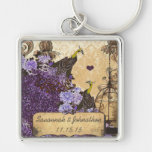 Muscial Vintager Auberginen-Pfau-Damast-Schlüsselk Schlüsselband