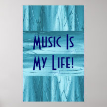 Musik ist mein Leben in blauem Chrom II Plakatdrucke