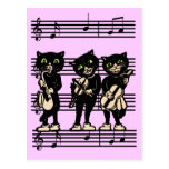 Musikalische schwarze Katzen-Postkarte