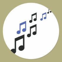 Musiknoten des blauen Schwarzen aufkleber