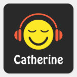 Musiksmiley mit Kopfhörernamensaufklebern/-umbaute