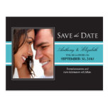 Mutige Aqua-Streifen-Save the Date Postkarte