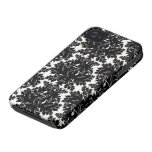 mutiger verwickelter schwarzer Damast auf Weiß iPhone 4 Case-Mate Hülle